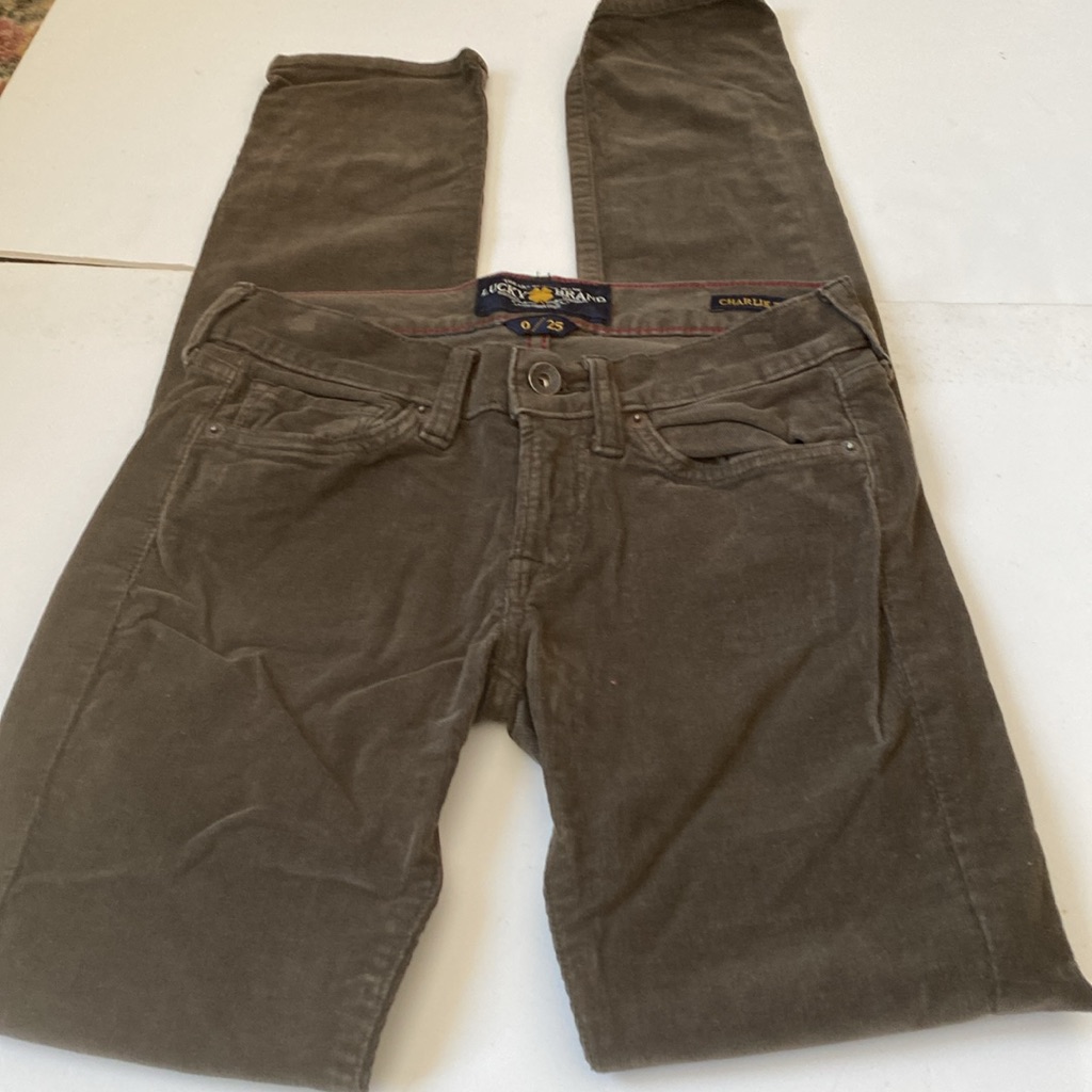 Lucky Brand Charlie Skinny Deep Olive Green Corduroy Jeans